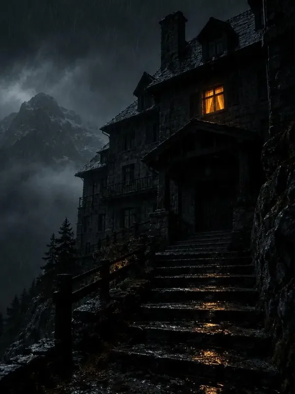 黄果短剧《雨夜旅馆的第十三个房客》竖版海报，悬疑题材